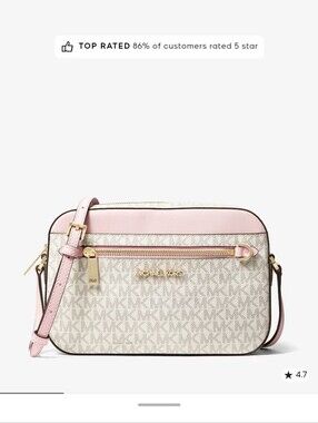 Michael Kors Jet Set Large Logo Crossbody Bag in Pink and Logo Print